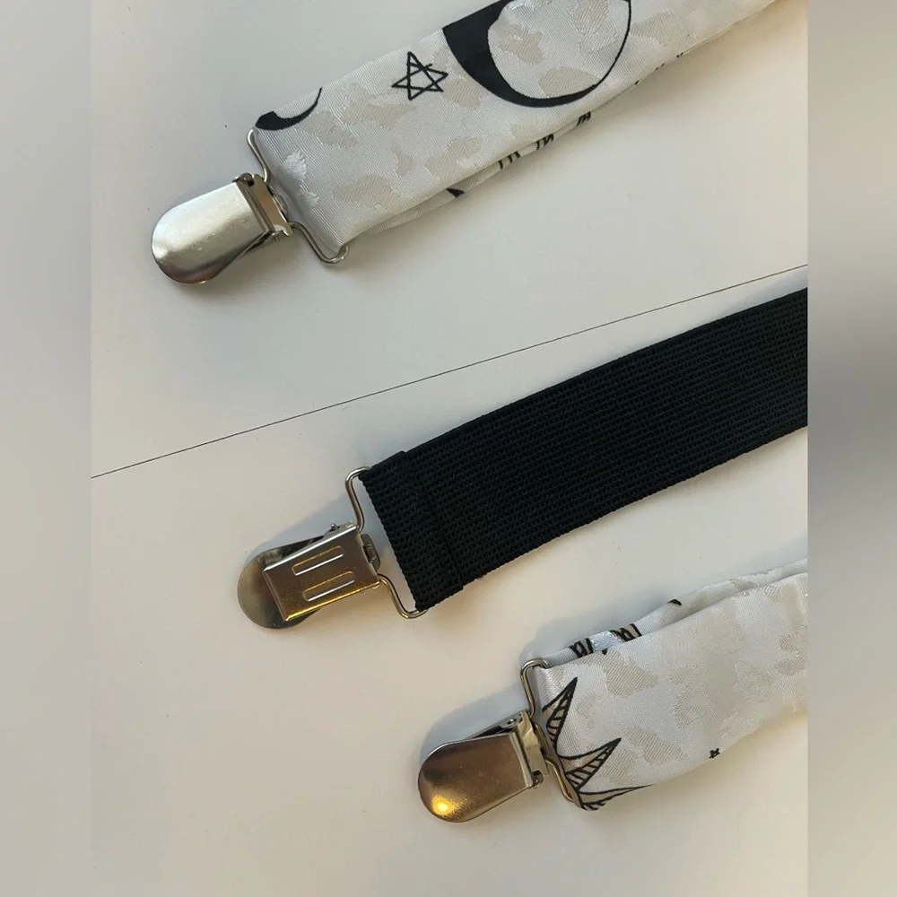 Celestial Sun Moon Stars Silk Suspenders